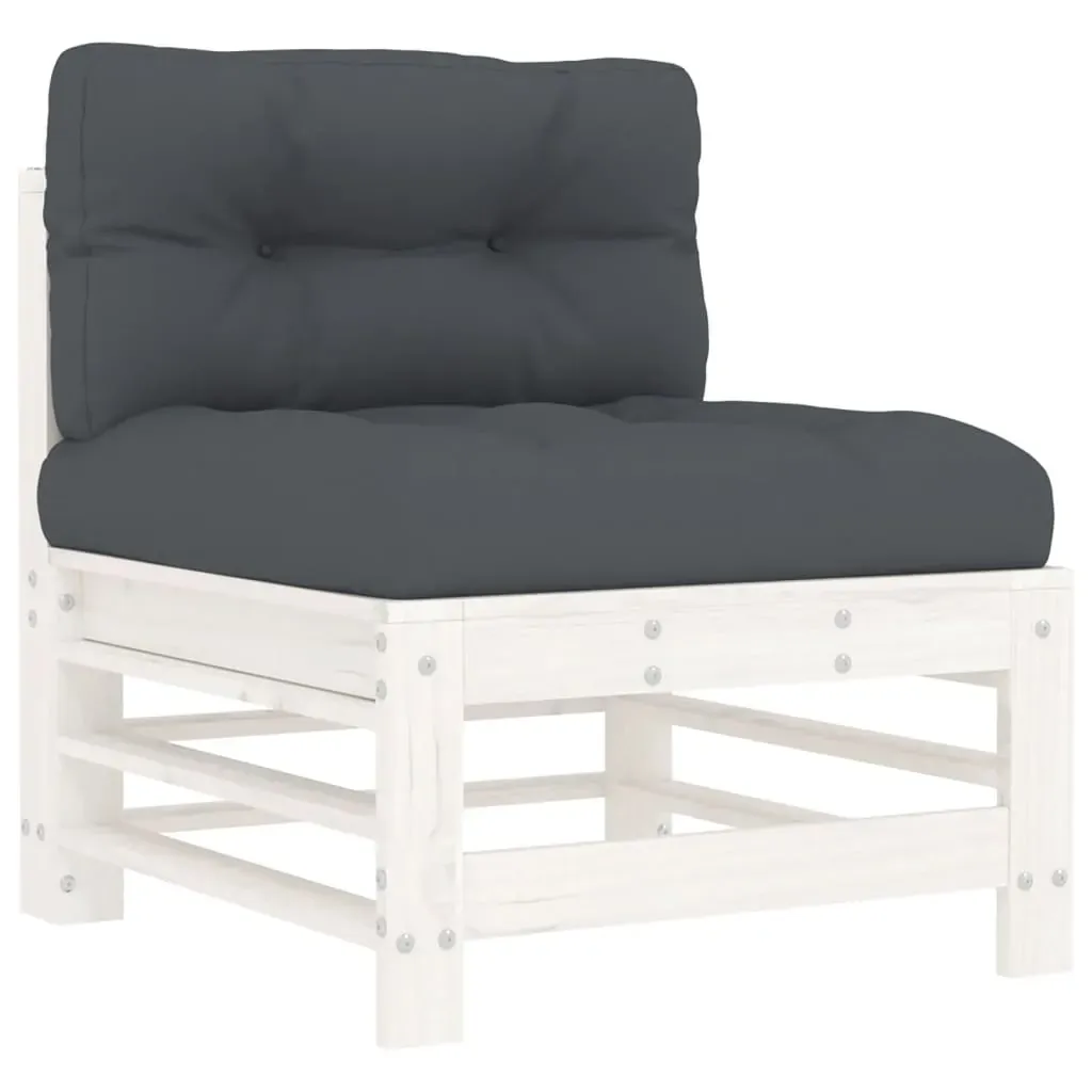 5 Piece Garden Lounge Set with Cushions White Solid Wood Price