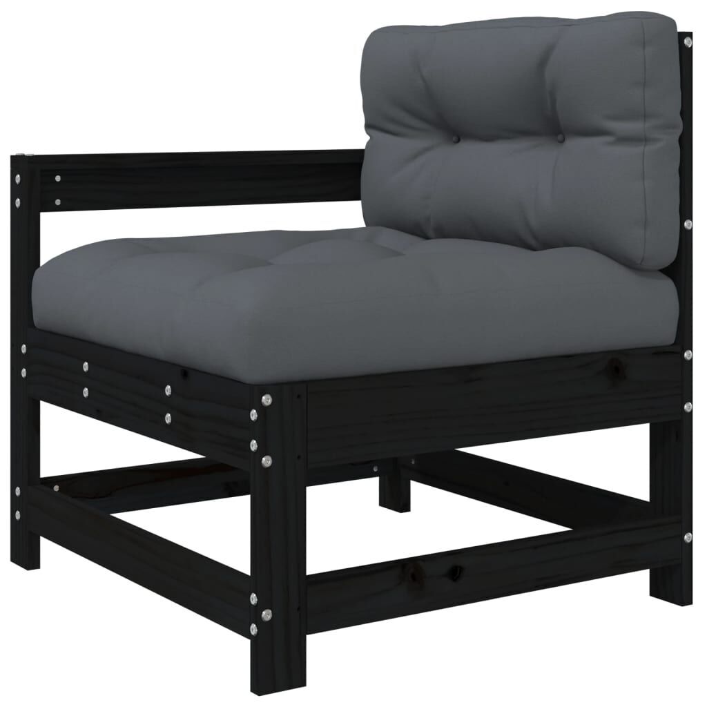 10 Piece Garden Lounge Set with Cushions Black Solid Wood Price