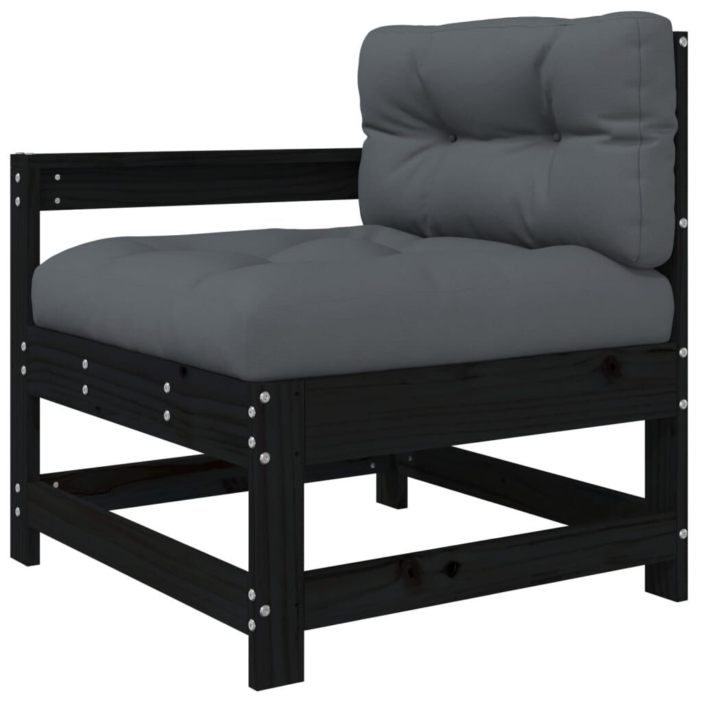 10 Piece Garden Lounge Set with Cushions Black Solid Wood Price