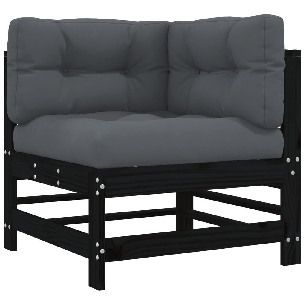 10 Piece Garden Lounge Set with Cushions Black Solid Wood Price
