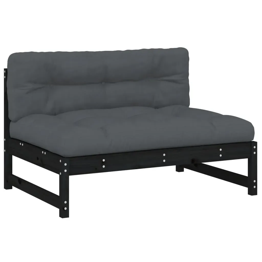 2 Piece Garden Lounge Set with Cushions Black Solid Wood Price