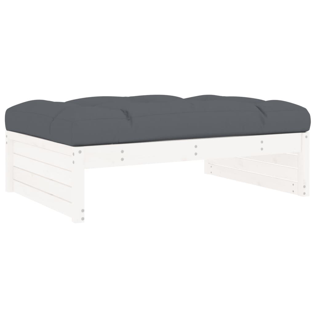 2 Piece Garden Lounge Set with Cushions White Solid Wood Price