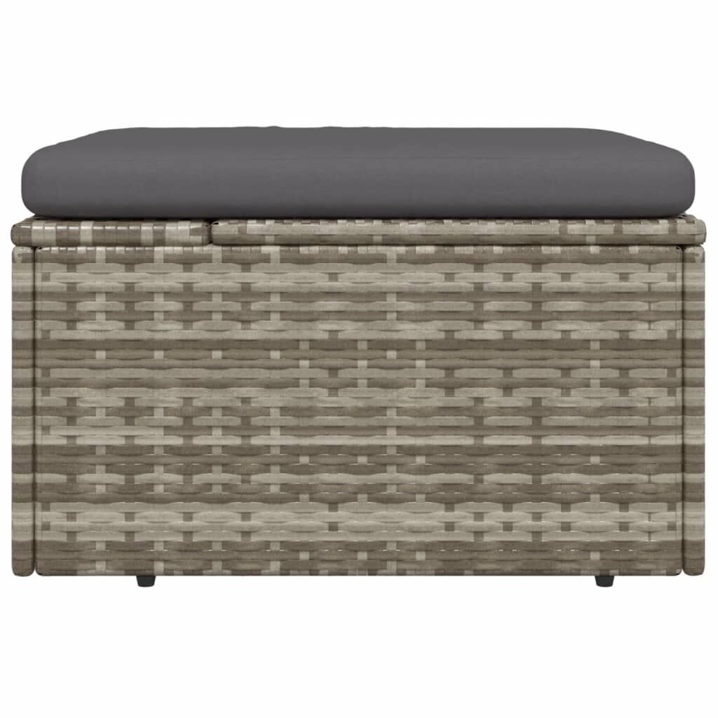 Garden Footrest with Cushion Grey 55x55x30 cm Poly Rattan Price