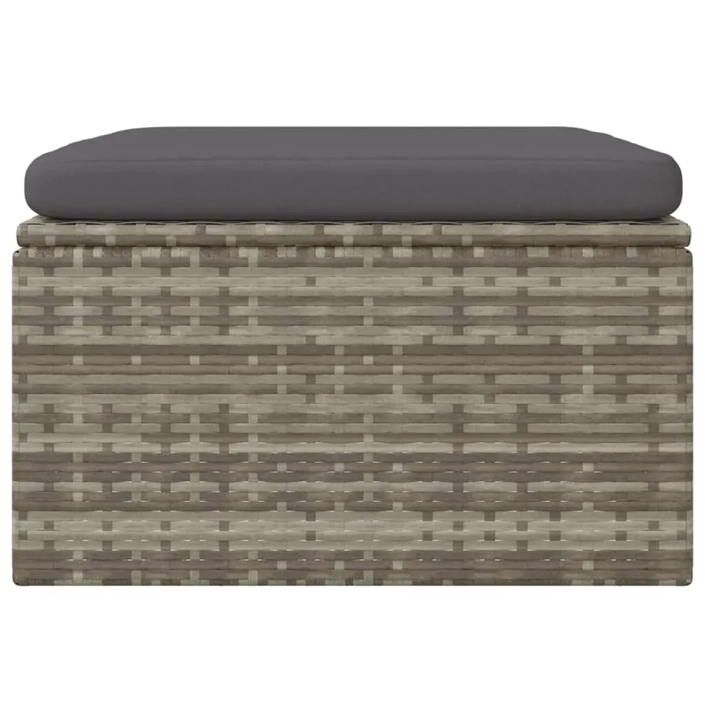 Garden Footrest with Cushion Grey 55x55x30 cm Poly Rattan Price