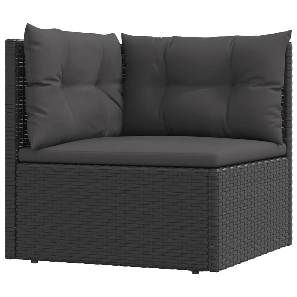 7 Piece Garden Lounge Set with Cushions Black Poly Rattan Price