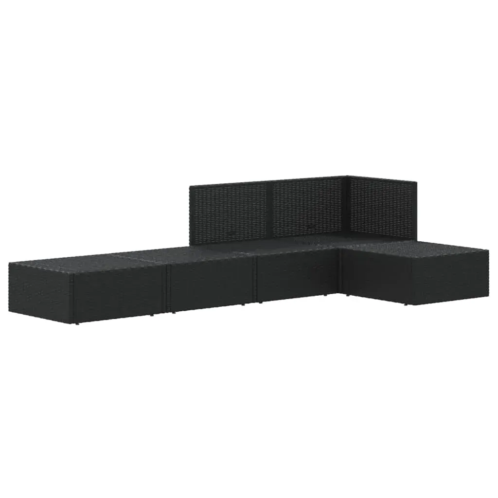 5 Piece Garden Lounge Set with Cushions Black Poly Rattan Price