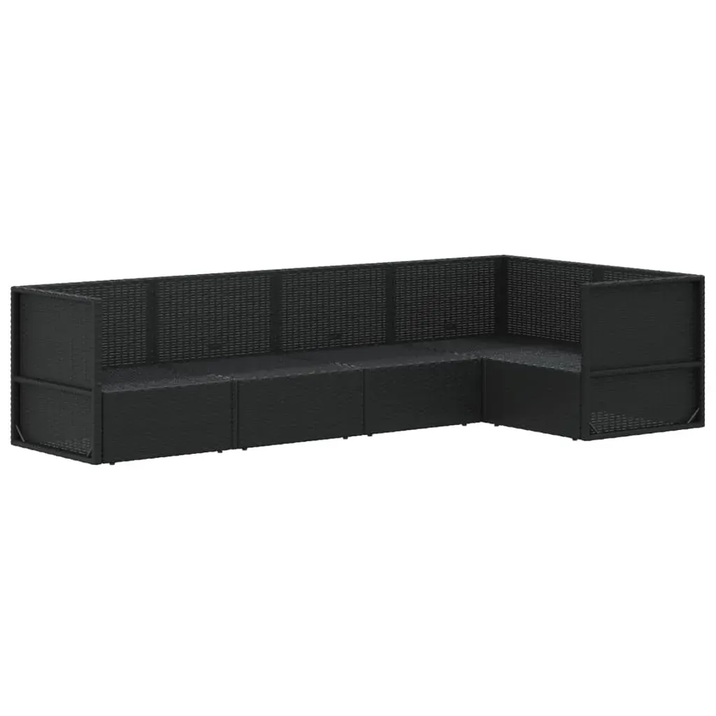 5 Piece Garden Lounge Set with Cushions Black Poly Rattan Price