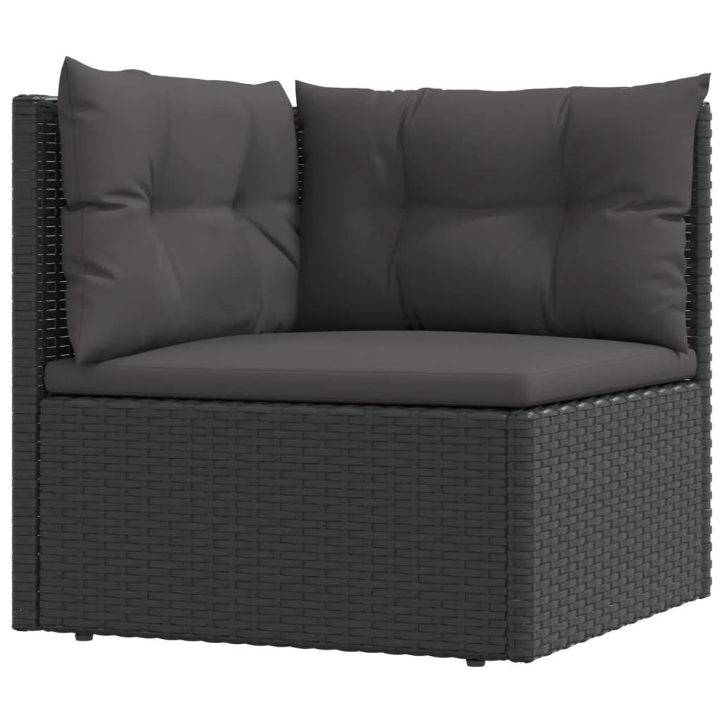 5 Piece Garden Lounge Set with Cushions Black Poly Rattan Price