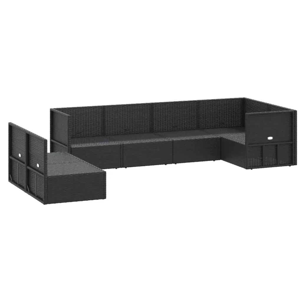 7 Piece Garden Lounge Set with Cushions Black Poly Rattan Price
