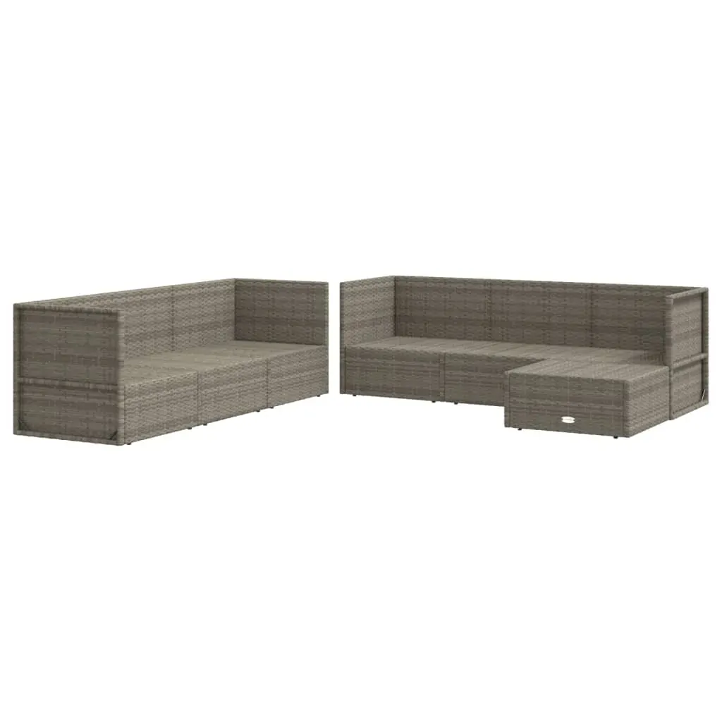 7 Piece Garden Lounge Set with Cushions Grey Poly Rattan Price