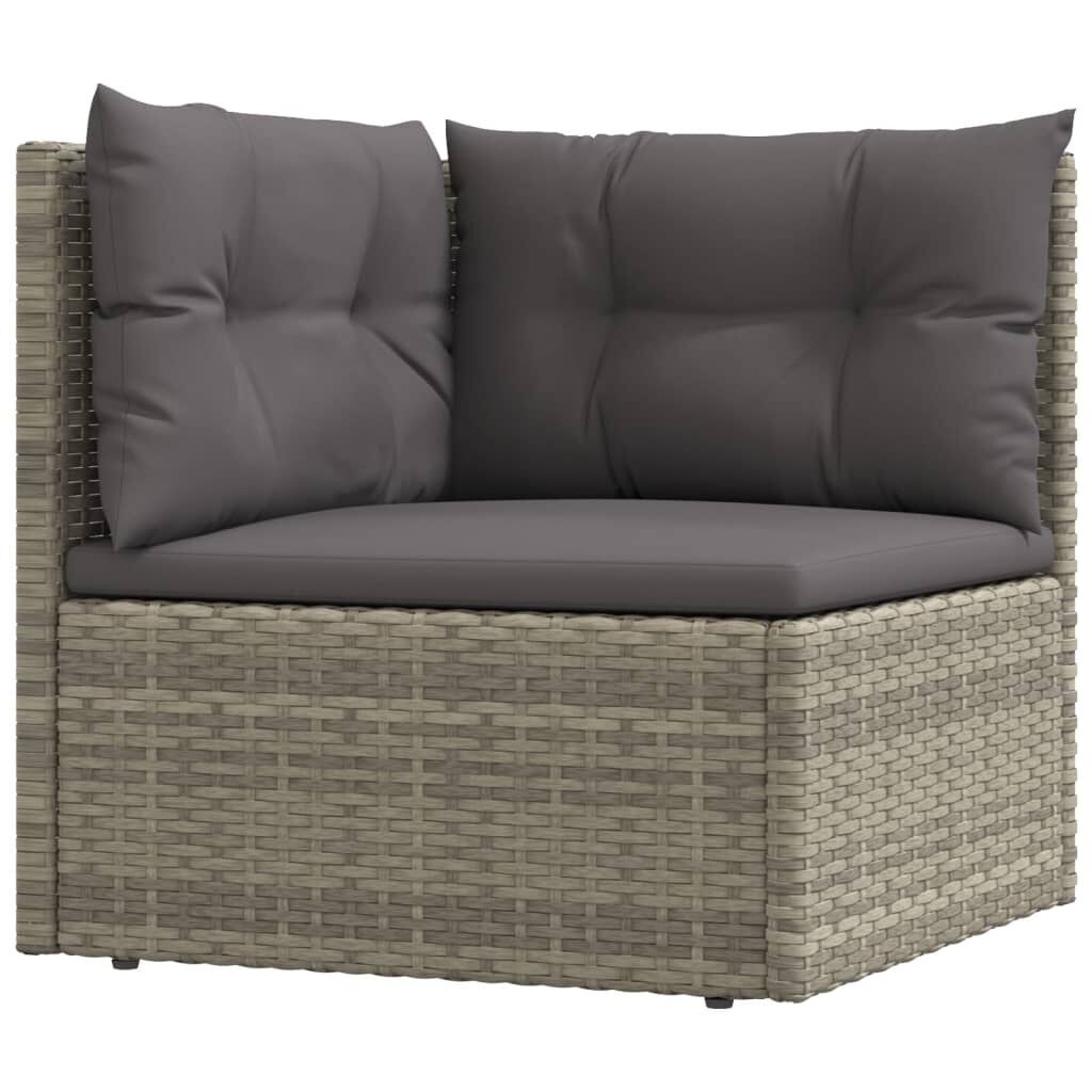 5 Piece Garden Lounge Set with Cushions Grey Poly Rattan Price