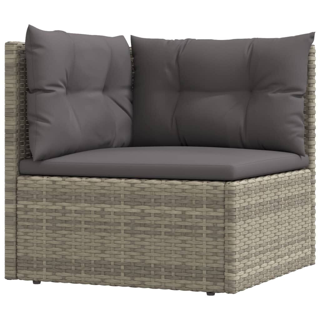 5 Piece Garden Lounge Set with Cushions Grey Poly Rattan Price