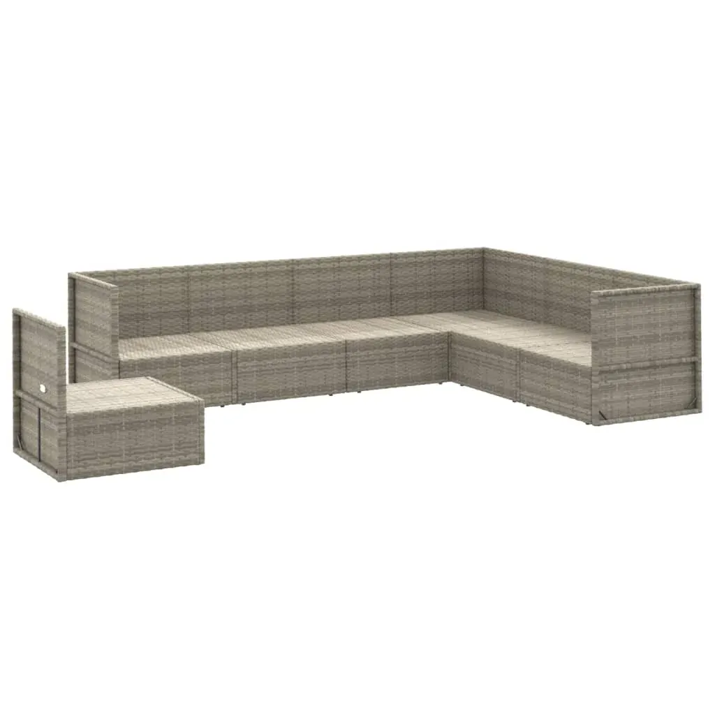 7 Piece Garden Lounge Set with Cushions Grey Poly Rattan Price