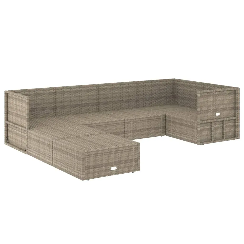 7 Piece Garden Lounge Set with Cushions Grey Poly Rattan Price