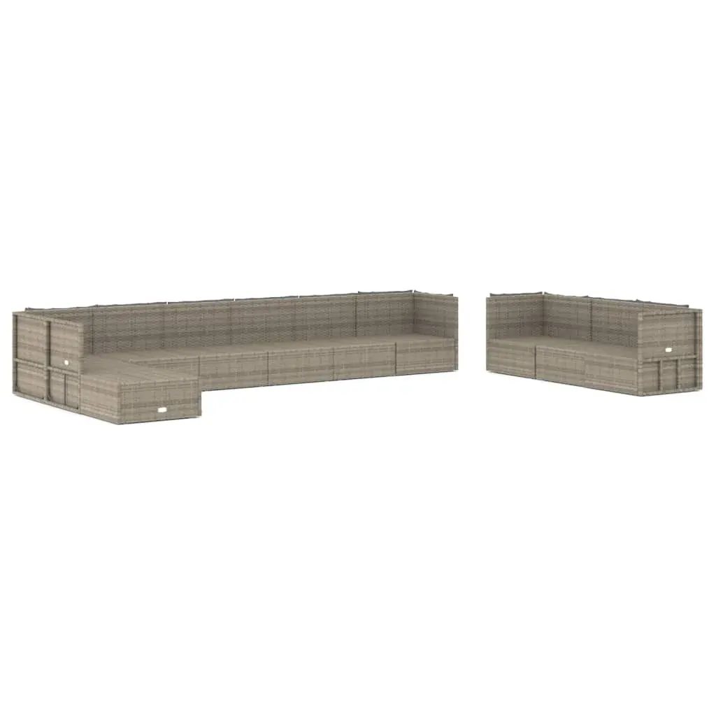 11 Piece Garden Lounge Set with Cushions Grey Poly Rattan Price