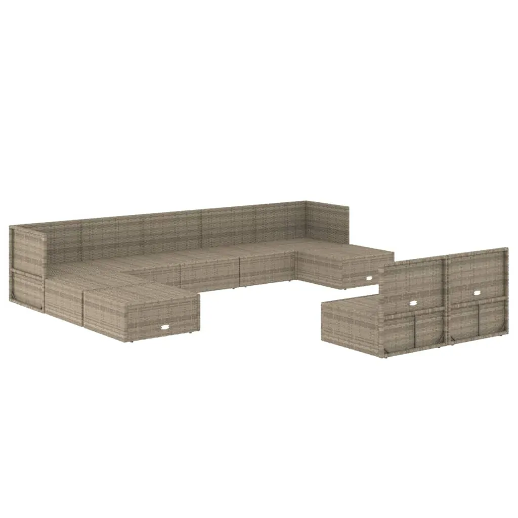 10 Piece Garden Lounge Set with Cushions Grey Poly Rattan Price