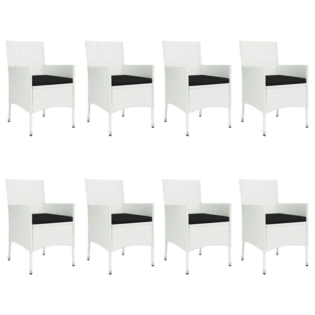 9 Piece Garden Dining Set with Cushions White Poly Rattan Price