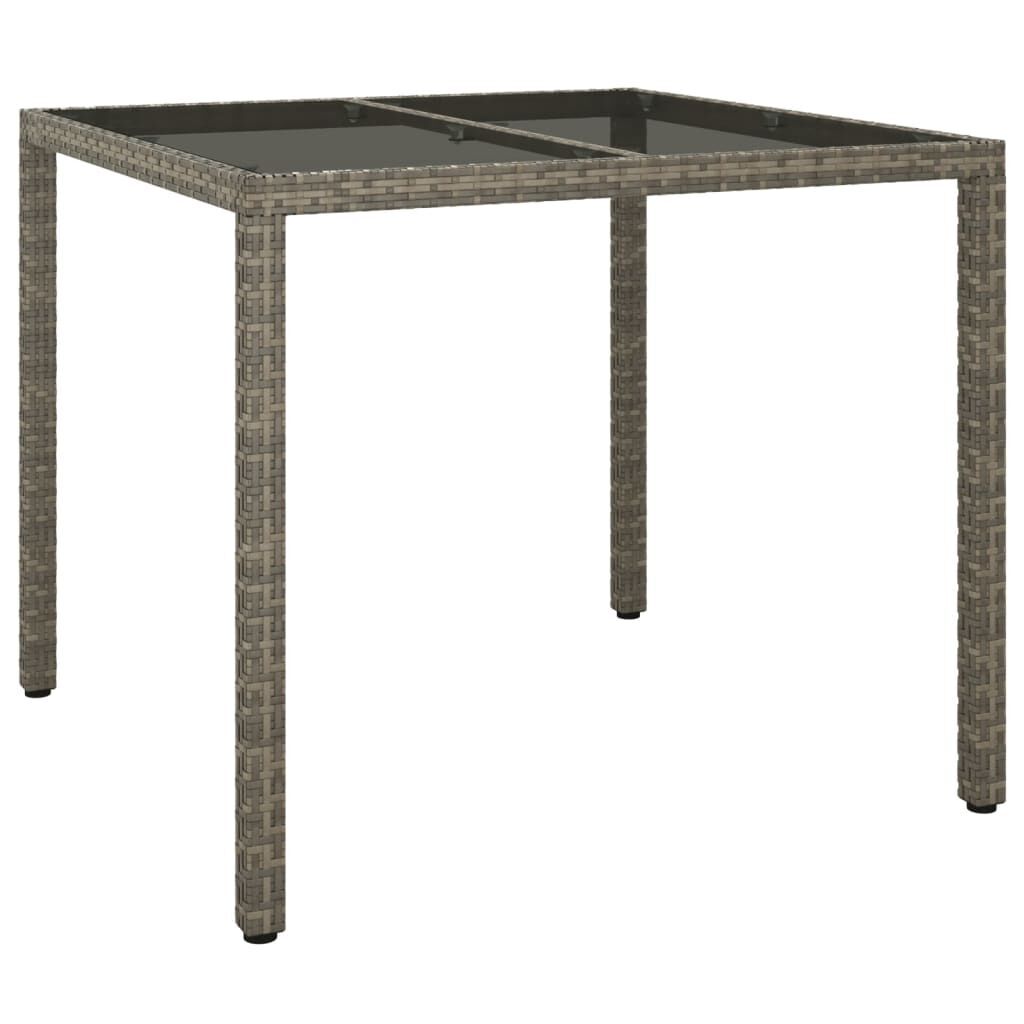 3 Piece Garden Dining Set with Cushions Grey Poly Rattan Price