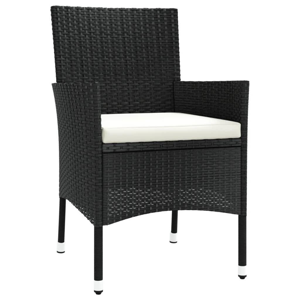 3 Piece Garden Bistro Set with Cushions Black Poly Rattan Price