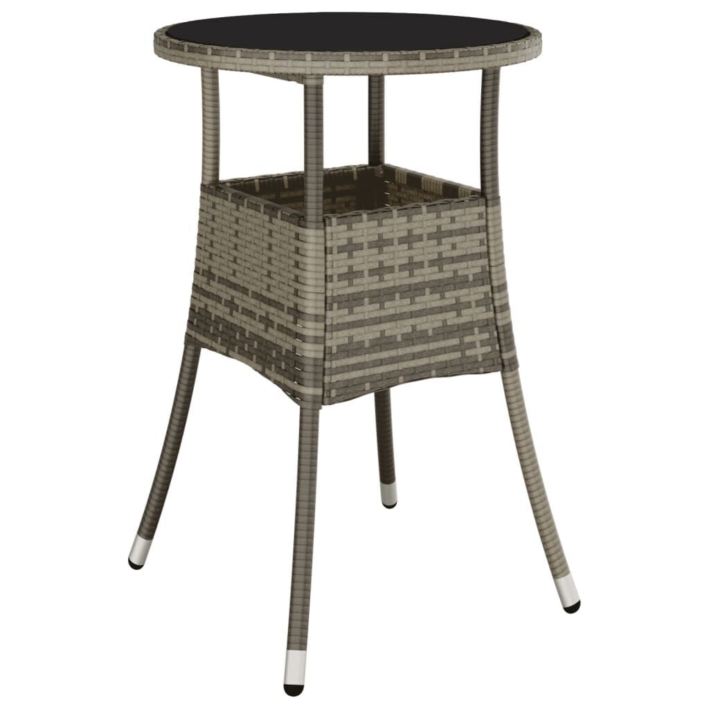 3 Piece Garden Bistro Set with Cushions Grey Poly Rattan Price