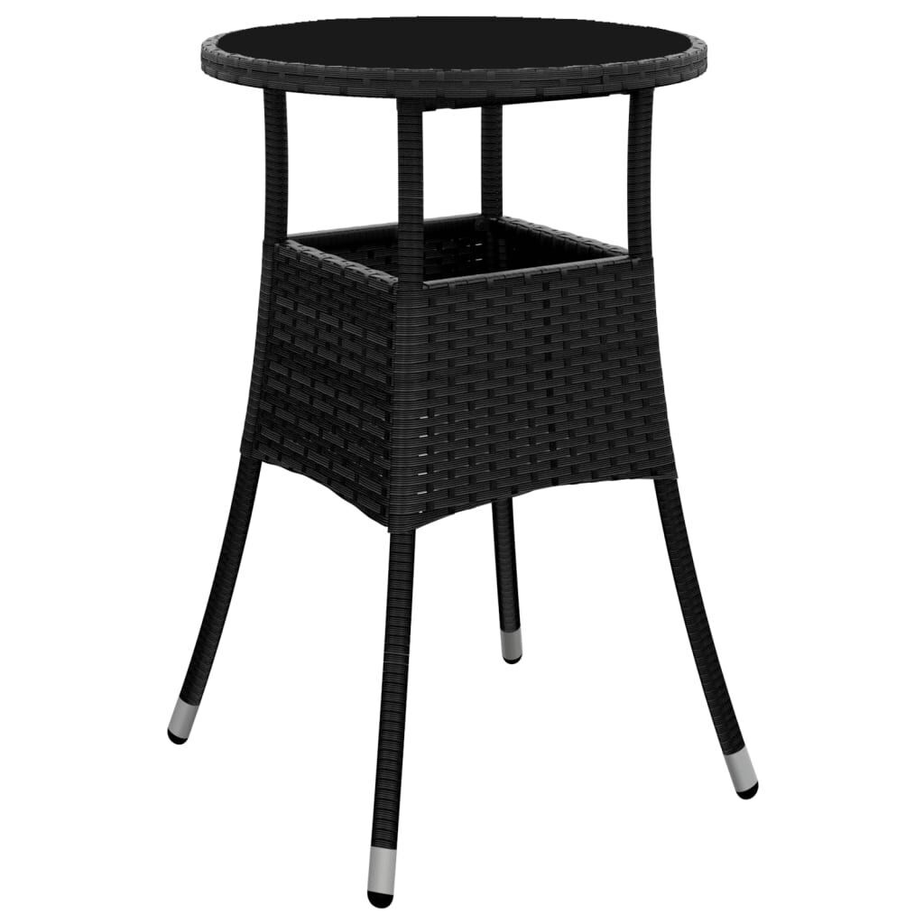 3 Piece Garden Bistro Set with Cushions Black Poly Rattan Price