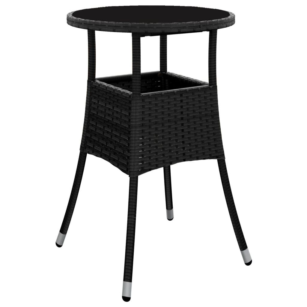 5 Piece Garden Bistro Set with Cushions Black Poly Rattan Price