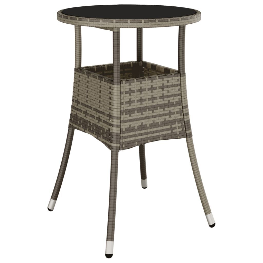 3 Piece Garden Bistro Set with Cushions Grey Poly Rattan Price
