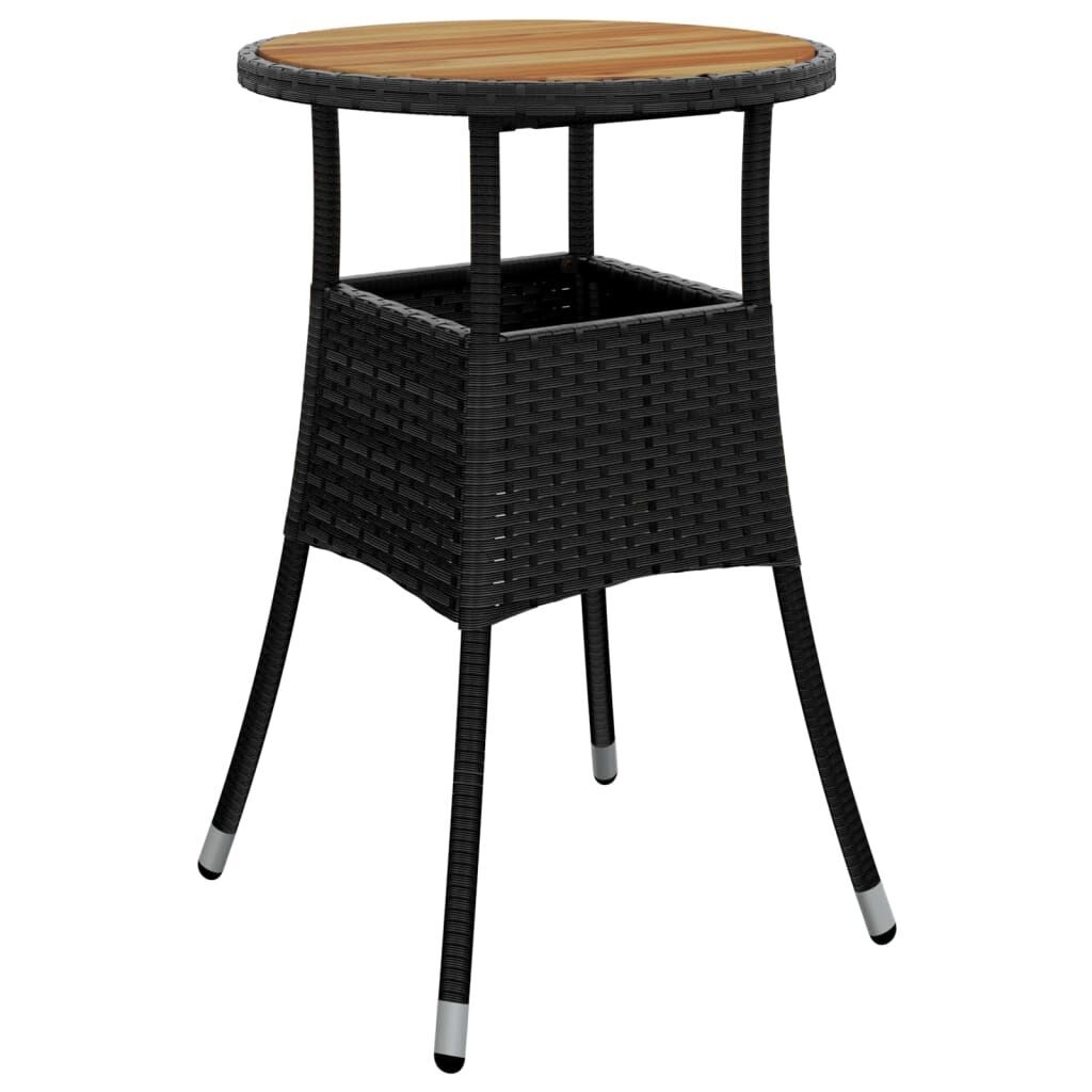 3 Piece Garden Bistro Set with Cushions Black Poly Rattan Price