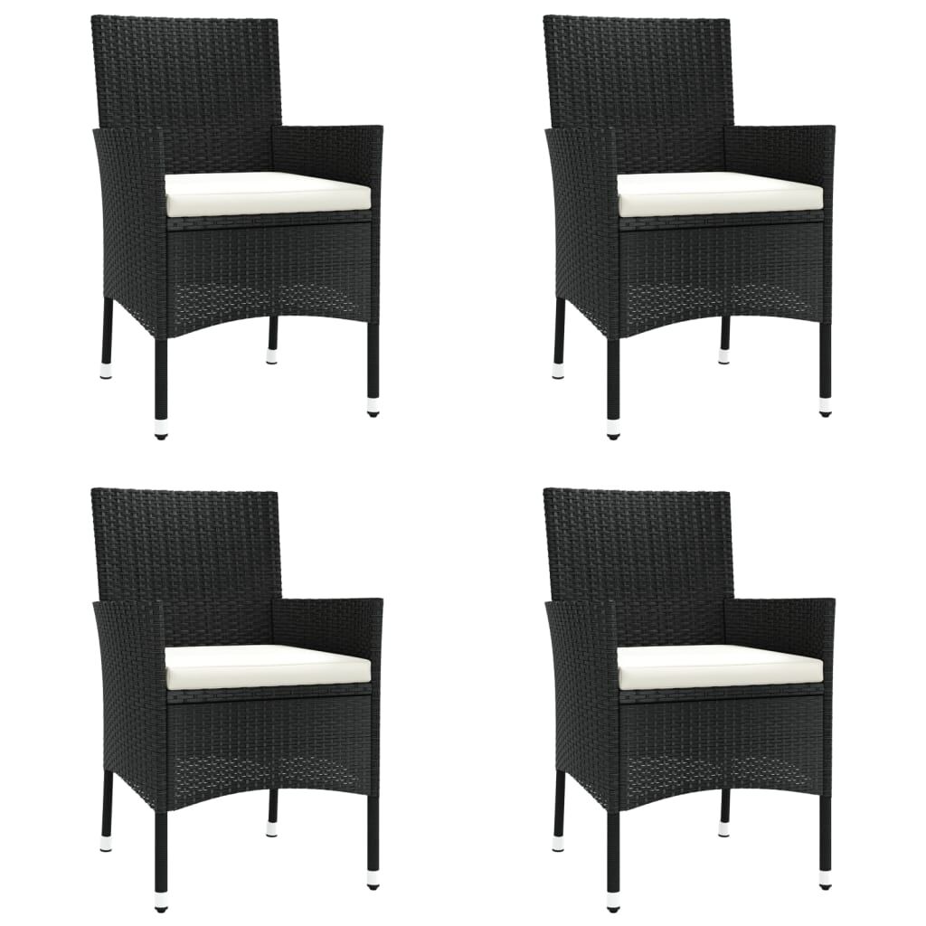5 Piece Garden Bistro Set with Cushions Black Poly Rattan Price