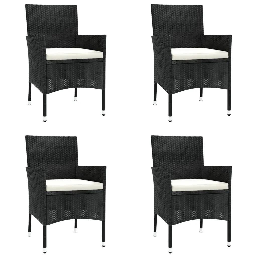 5 Piece Garden Bistro Set with Cushions Black Poly Rattan Price
