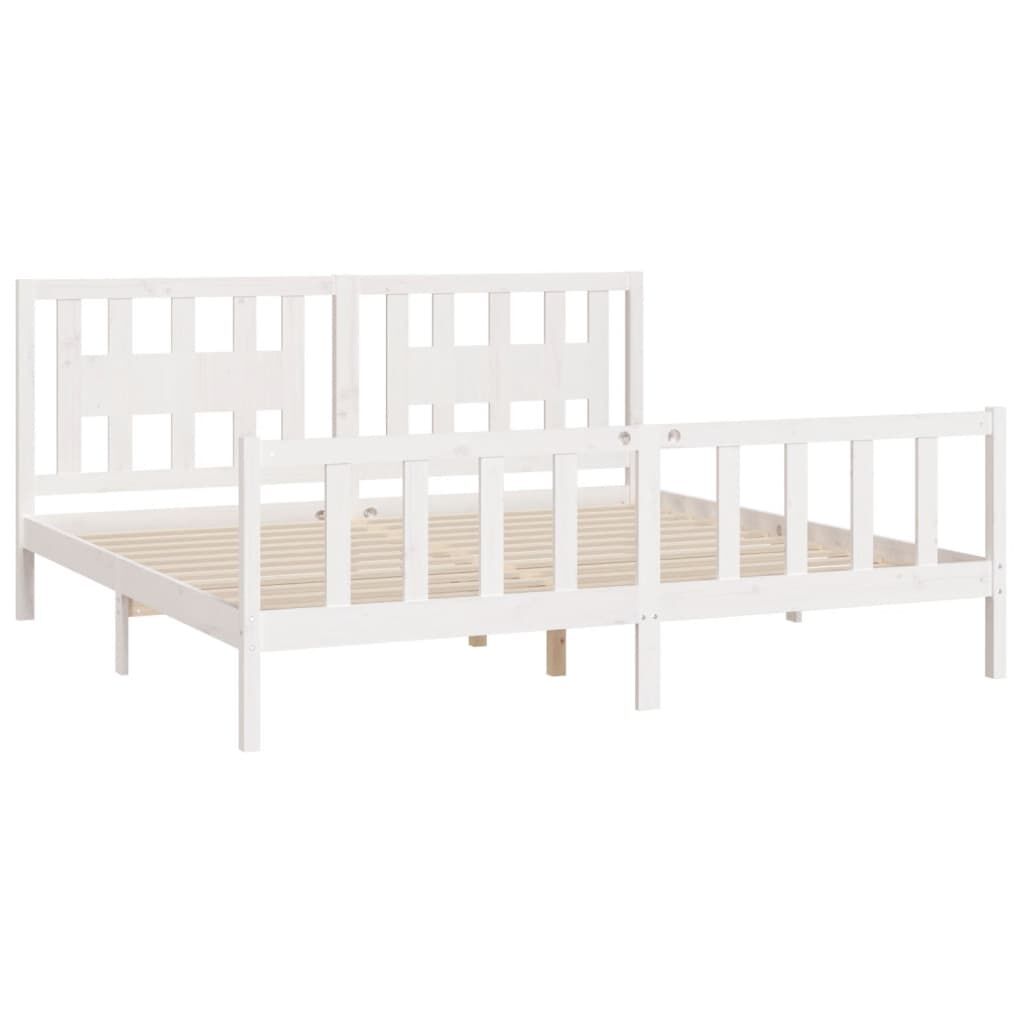 Bed Frame without Mattress White Solid Wood Pine 183x203 cm King Price