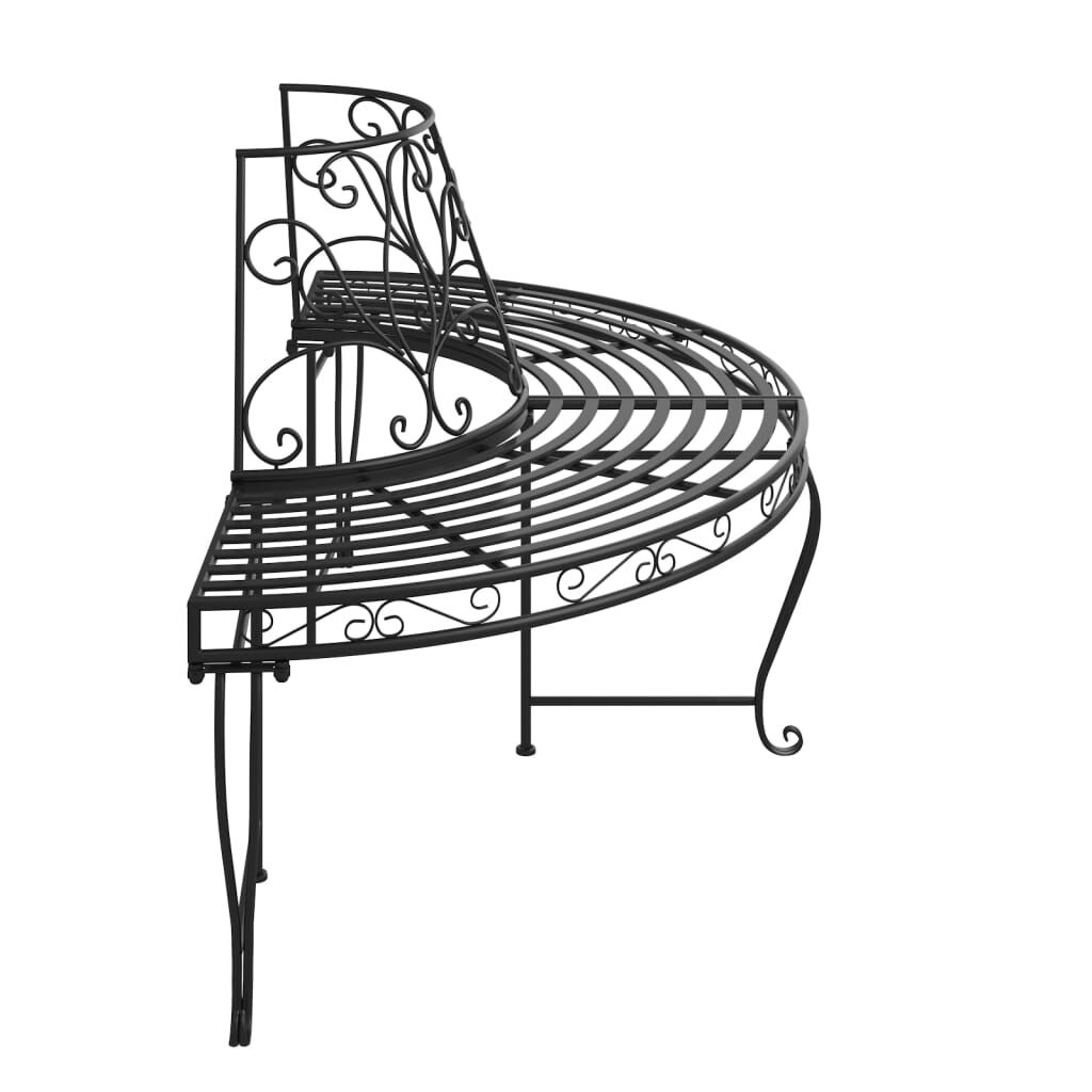 Half Round Tree Bench Ø160 cm Black Steel Price