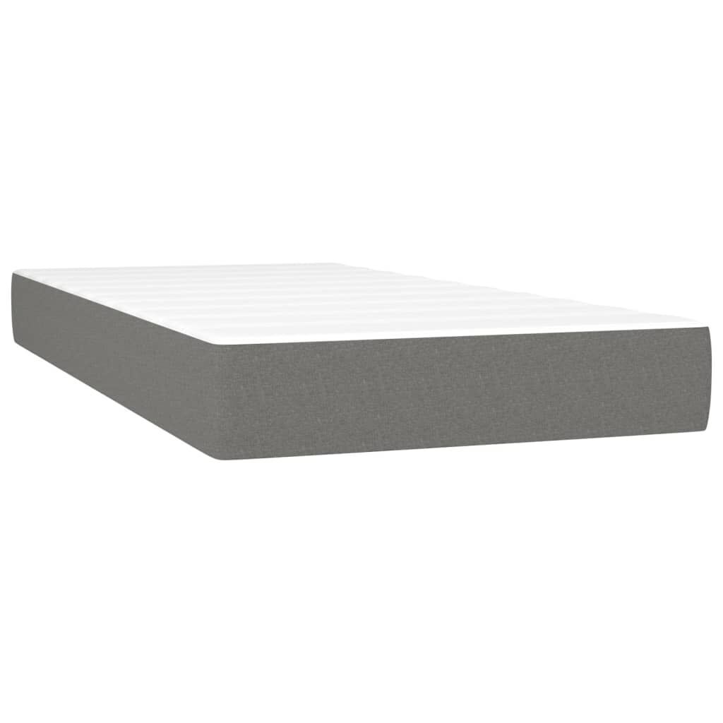 Box Spring Bed with Mattress Dark Grey 100x200 cm Fabric Price