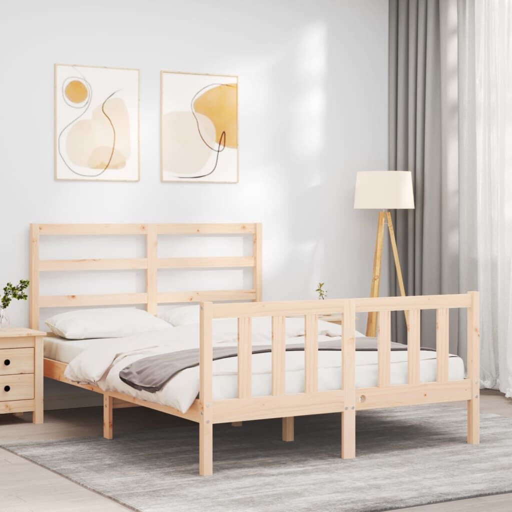Bed Frame without Mattress 135x190 cm Solid Wood Pine Price