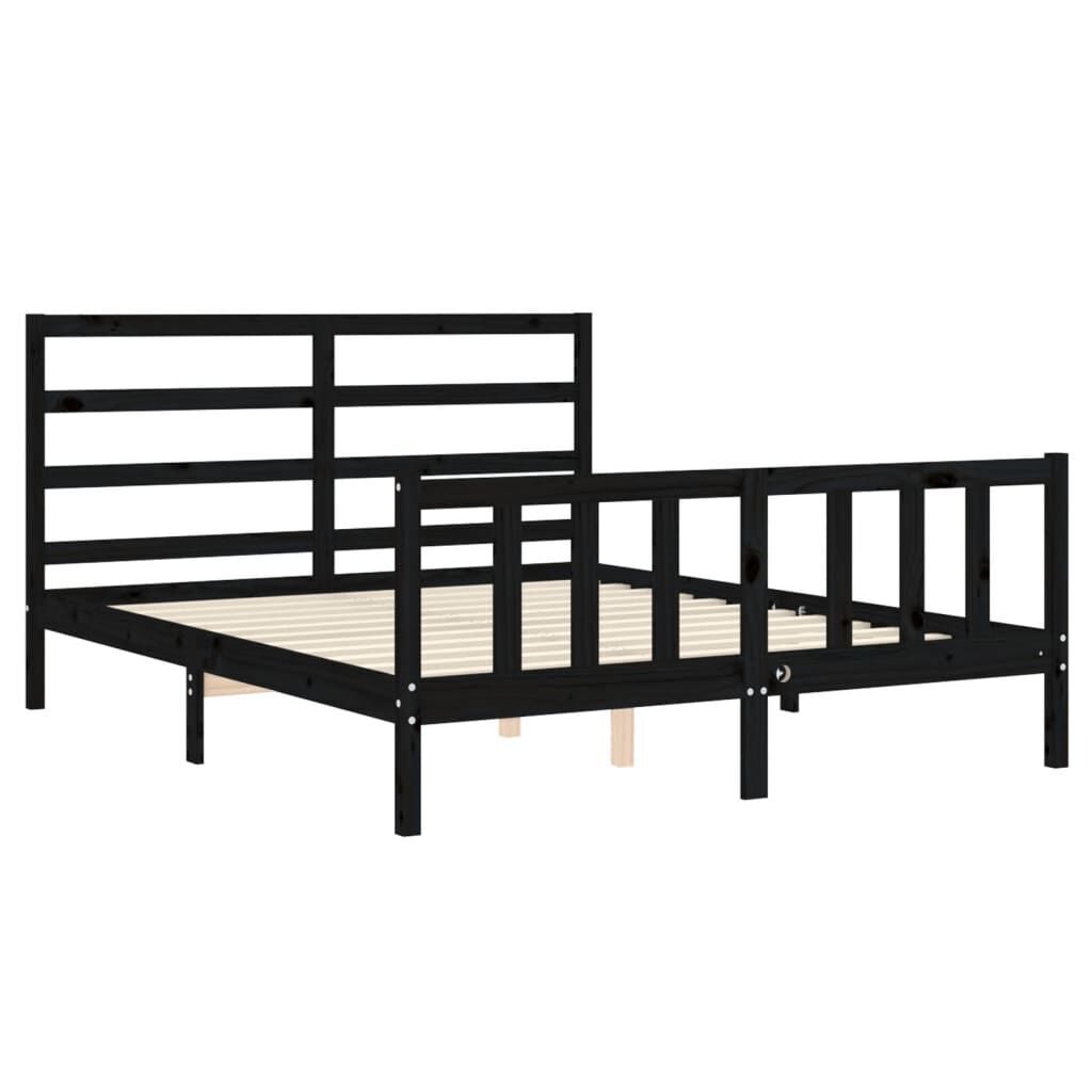 Bed Frame without Mattress Black 150x200 cm Solid Wood Pine Price