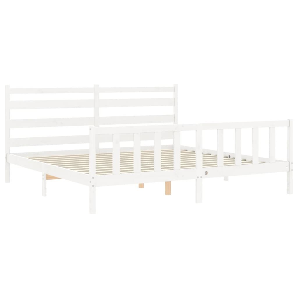 Bed Frame without Mattress White 183x203 cm King Solid Wood Pine Price