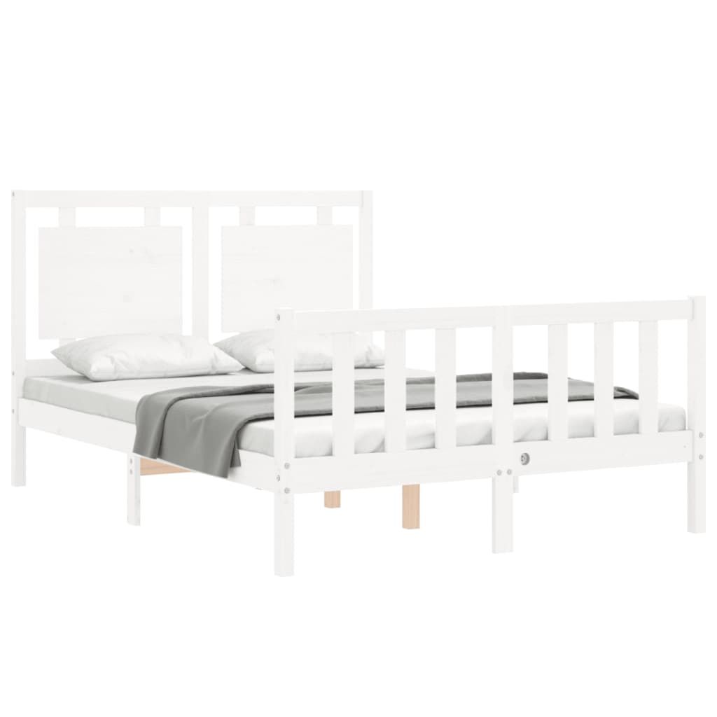 Bed Frame without Mattress White 135x190 cm Solid Wood Pine Price