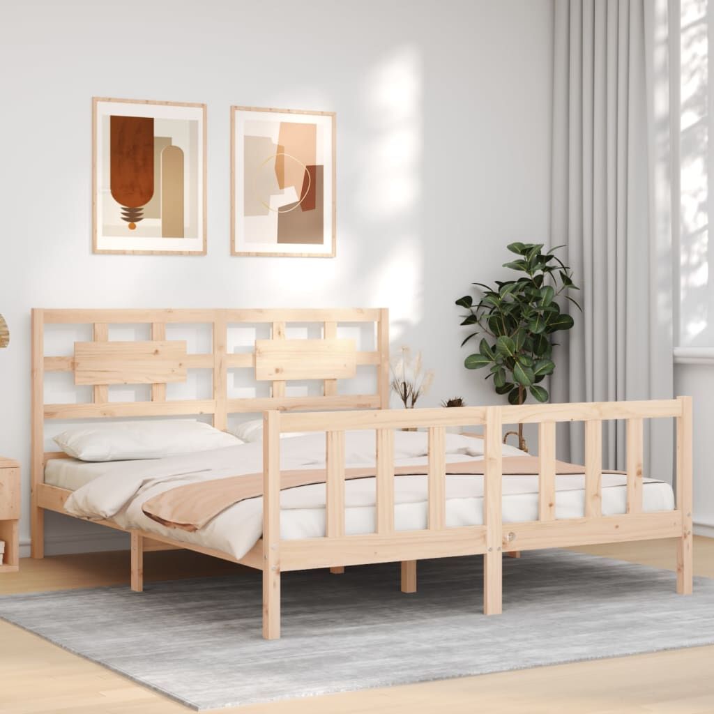 Bed Frame without Mattress 150x200 cm Solid Wood Pine Price