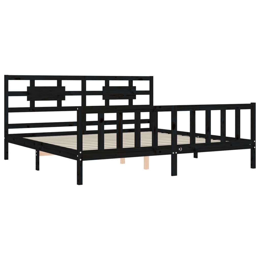 Bed Frame without Mattress Black 183x203 cm King Solid Wood Pine Price