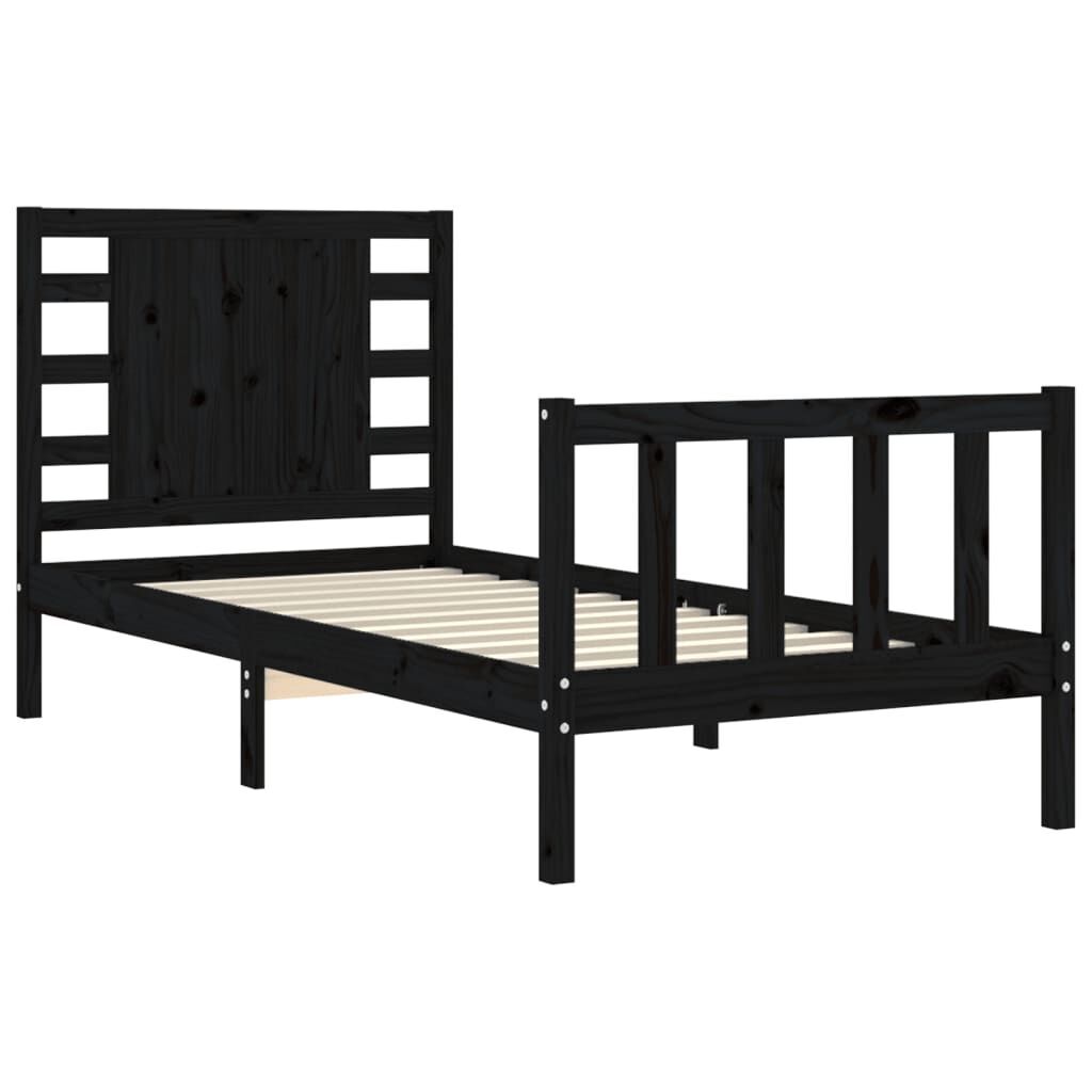Bed Frame without Mattress Black 90x190 cm Solid Wood Pine Price