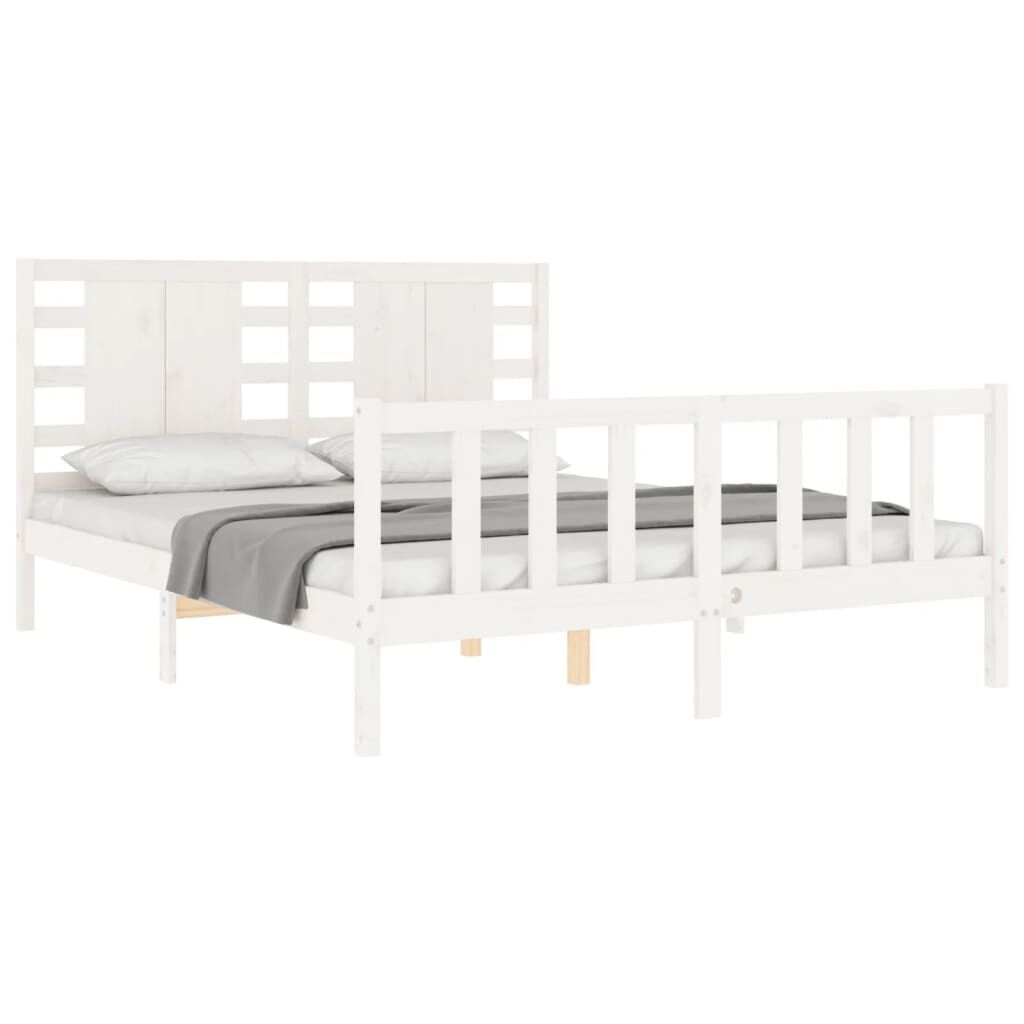 Bed Frame without Mattress White 150x200 cm Solid Wood Pine Price