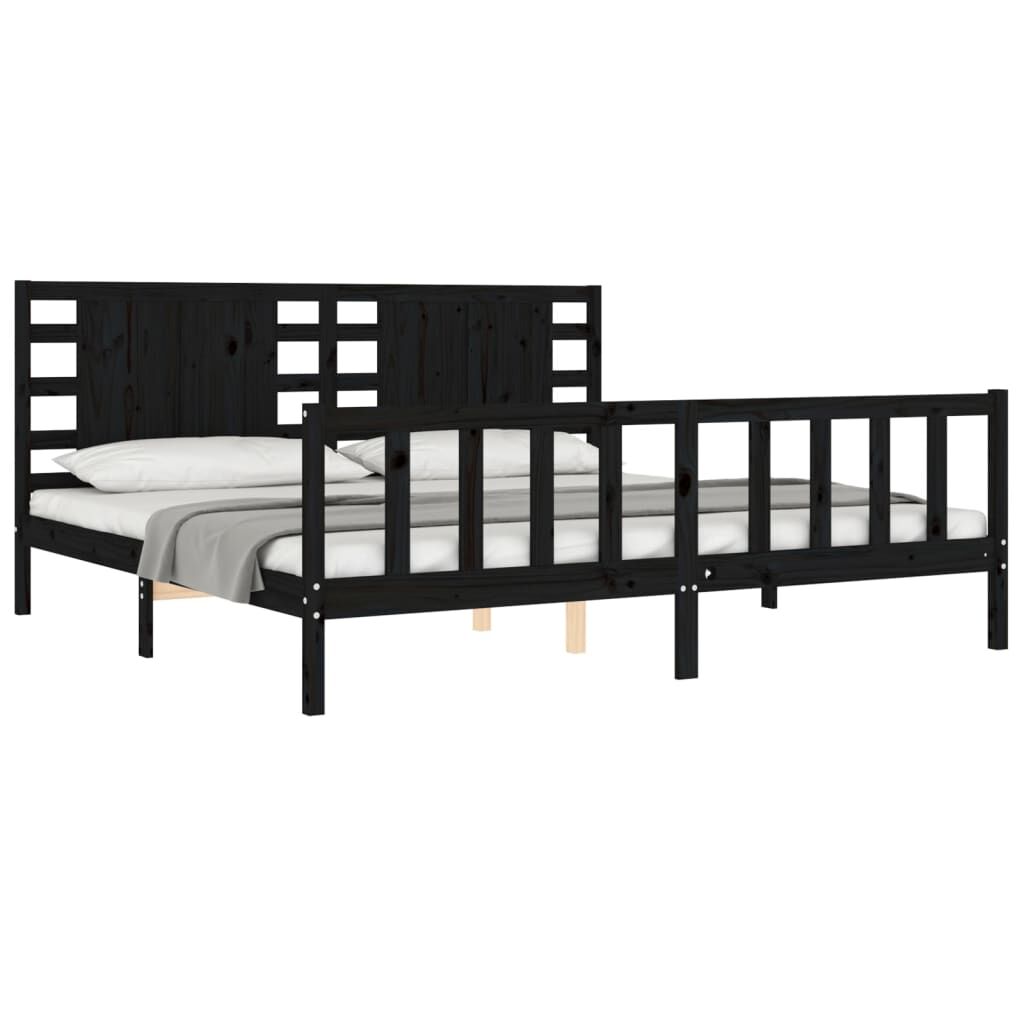 Bed Frame without Mattress Black 183x203 cm King Solid Wood Pine Price