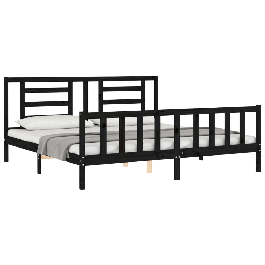Bed Frame without Mattress Black 183x203 cm King Solid Wood Pine Price