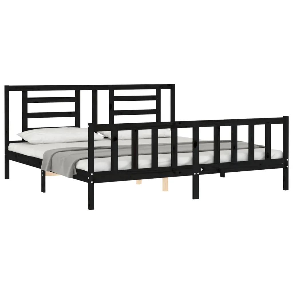 Bed Frame without Mattress Black 183x203 cm King Solid Wood Pine Price