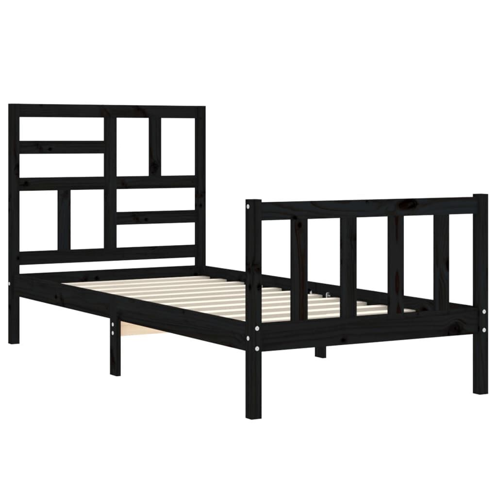 Bed Frame without Mattress Black 90x190 cm Solid Wood Pine Price