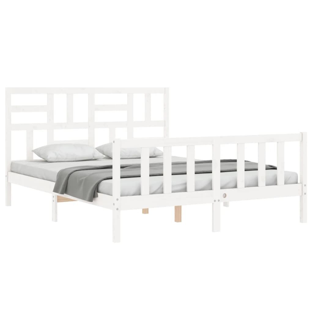 Bed Frame without Mattress White 150x200 cm Solid Wood Pine Price