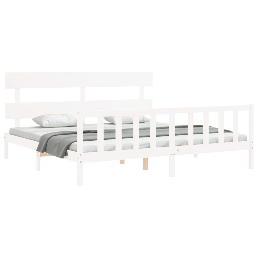 Bed Frame without Mattress White 183x203 cm King Solid Wood Pine Price