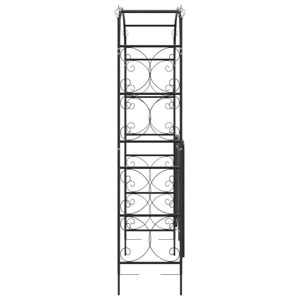 Garden Arch with Gate Black 108x45x235 cm Steel Price