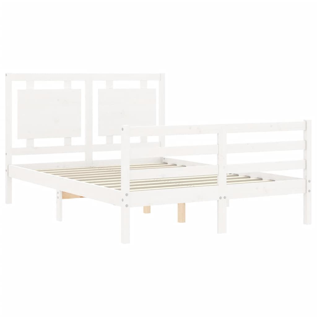 Bed Frame without Mattress White 135x190 cm Solid Wood Price
