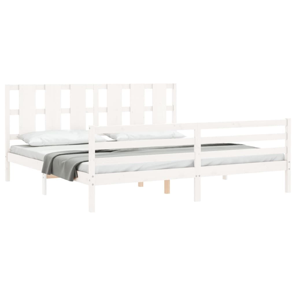 Bed Frame without Mattress White 183x203 cm King Solid Wood Price